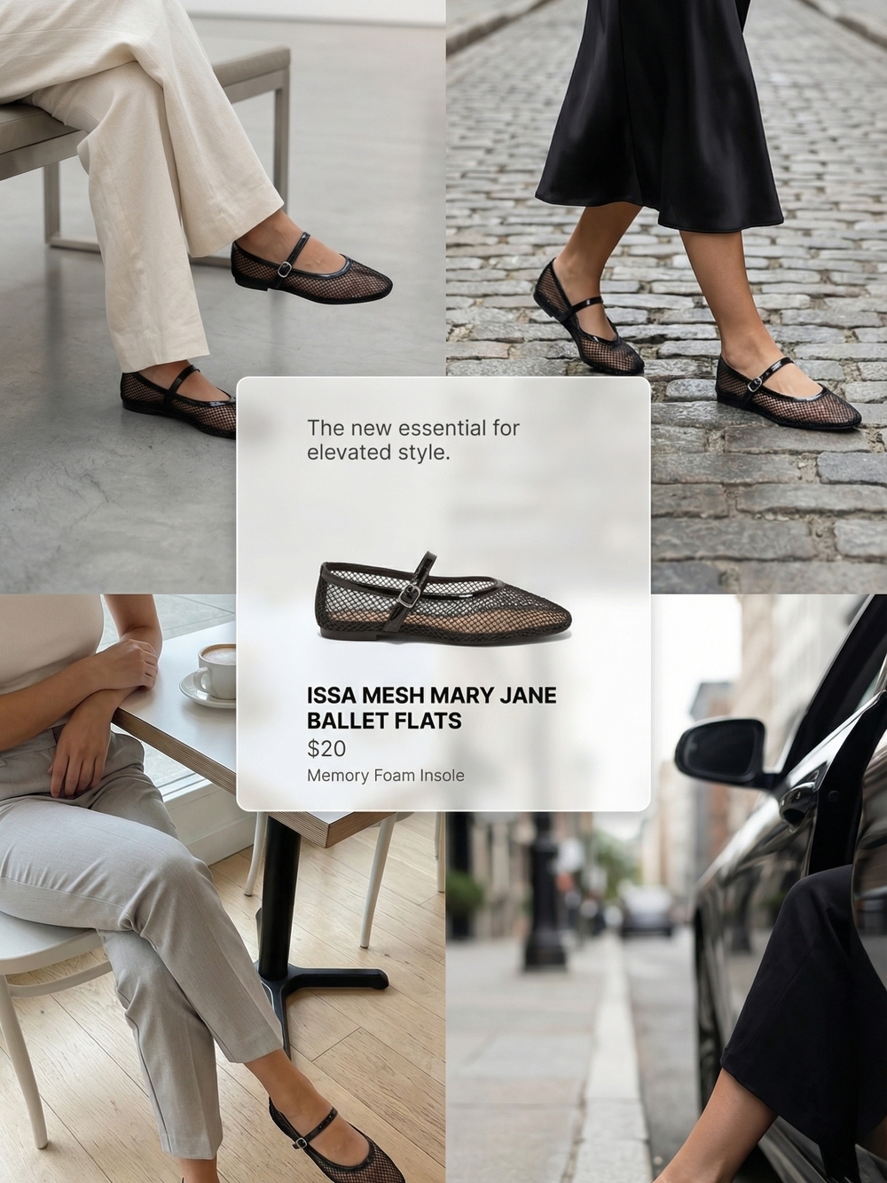 a new day Issa Black Mesh Mary Jane Flat with Buckle